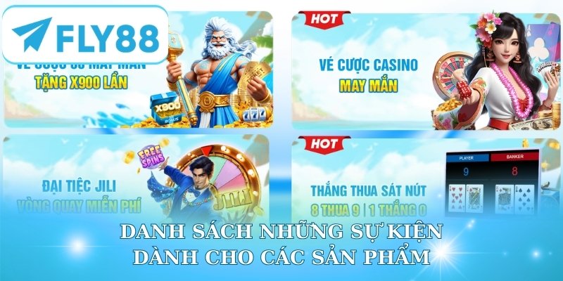 Danh sách những sự kiện dành cho các sản phẩm